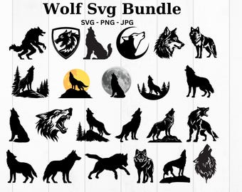 Wolf Svg, Pakiet Wolf Svg, Koszulka Wolf Svg, Wyjący Wolf Svg, Sylwetka Wilka, Wilk Png, Twarz Wilka Svg, Pliki Wolf Svg dla Cricut