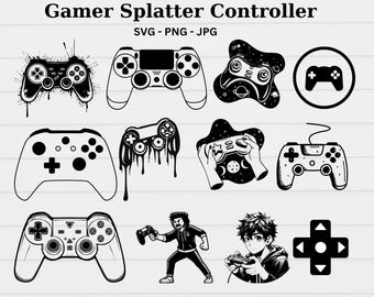 Gamer Splatter Controller SVG ,box Controller svg, Gaming Controller svg, Controller svg, Spatter svg, Video Game Controller svg, Xbox svg