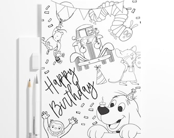Fogli da colorare con libri di fiabe digitali - stampa da solo - festa di compleanno - bomboniere - file PDF