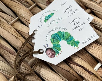 Storybook tags — The very hungry caterpillar — party favor tags only — custom— birthday — baby shower