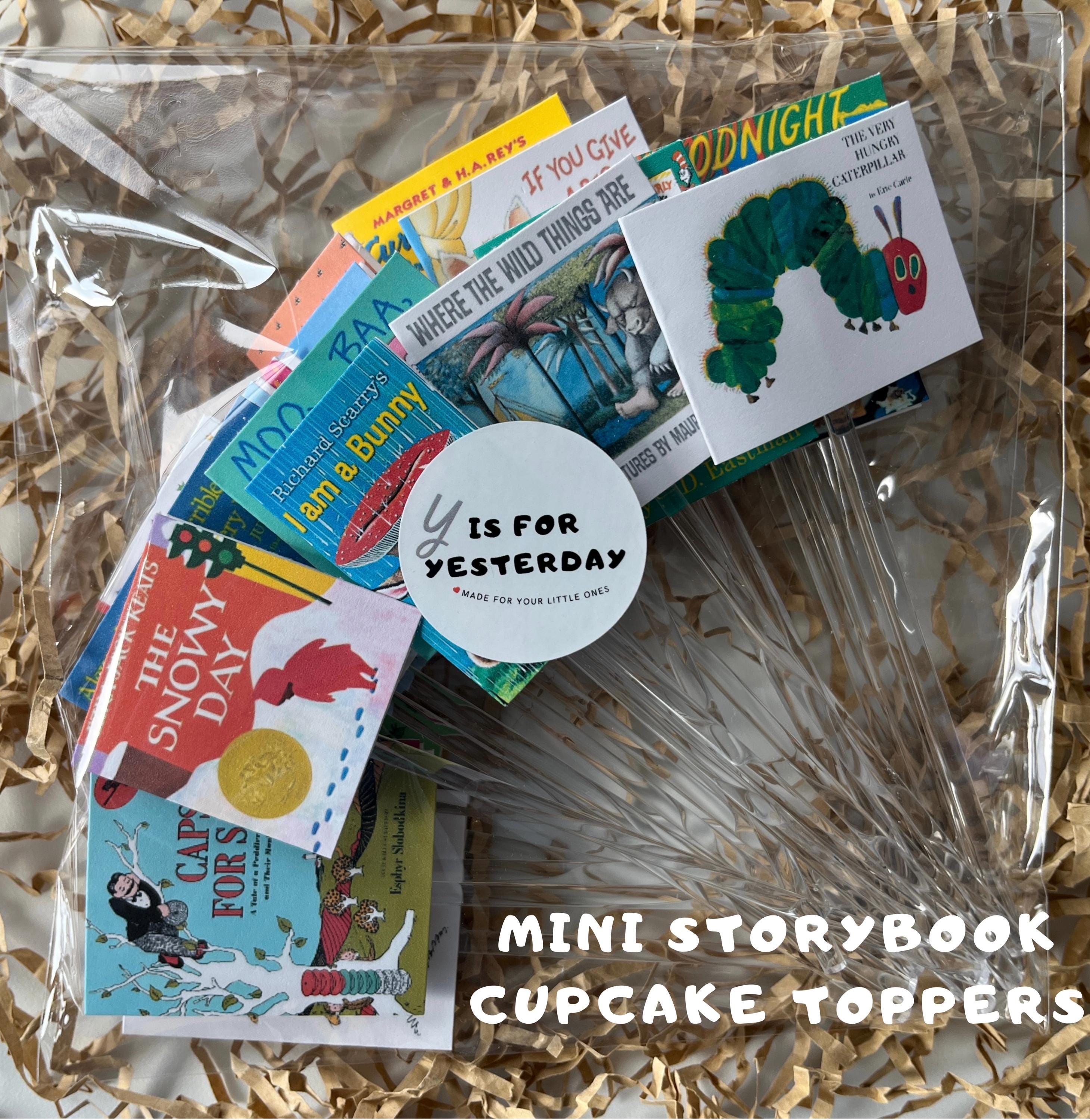 Mini storybook cupcake toppers — floating cupcake toppers — random assortment— birthday — baby shower — food picks