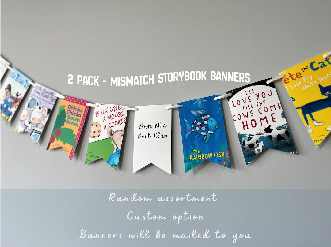 Matchless Banner 2 Pack Mismatch Storybook Banners – Birthday, Baby Shower Nursery Decor ...