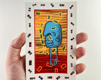 Miniature "Static Tension" Handmade Canvas Art (5.5x3.5 in)