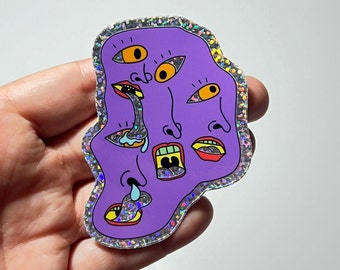 Emotional Faces Sticker: Pop Art Glitter Vinyl Decal