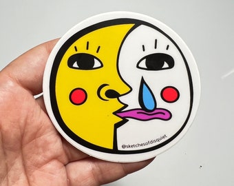 Sun and Moon Vinyl Sticker: Vibrant Pop Art, Lick Your Wounds (3 inch)