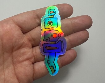 Holographic Body Parts Sticker: Eccentric Pop Art Vinyl Decal