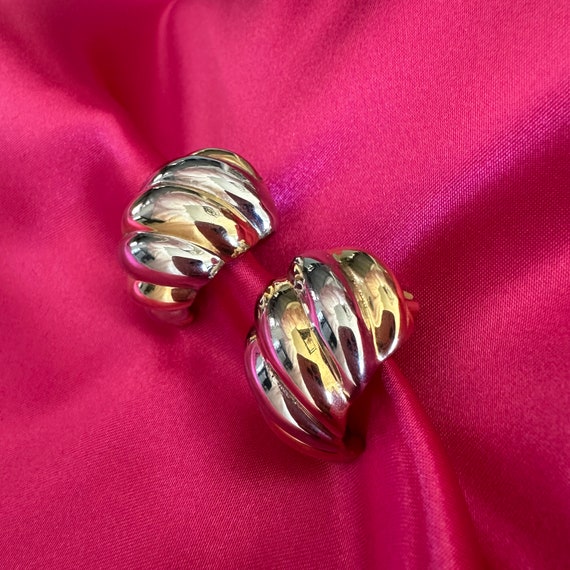 Vintage Two-Tone Clip Earrings (Heavy) - image 1