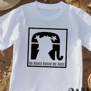 Youth & Toddler Kids Donald Trump Political My Mama Raised Me Right T Shirt Republican Elephant Kids Patriotic T Shirt Trump Kids Toddler