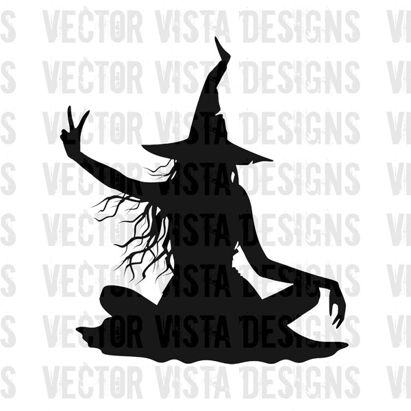 PNG-JPG Digital Design Witch Pretty Witch Good Witch Spell Black Magic Sorcery Celestial Halloween Designs Witches PNG Design Halloween