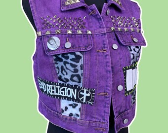 Chaleco de punk rock morado de bricolaje