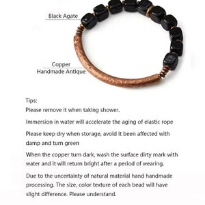 Cubic Black Agate Bracelet With Handcrafted Antique Copper Accessories Trendy Protection Stone Jewelry for Men and Women zdjęcie 6