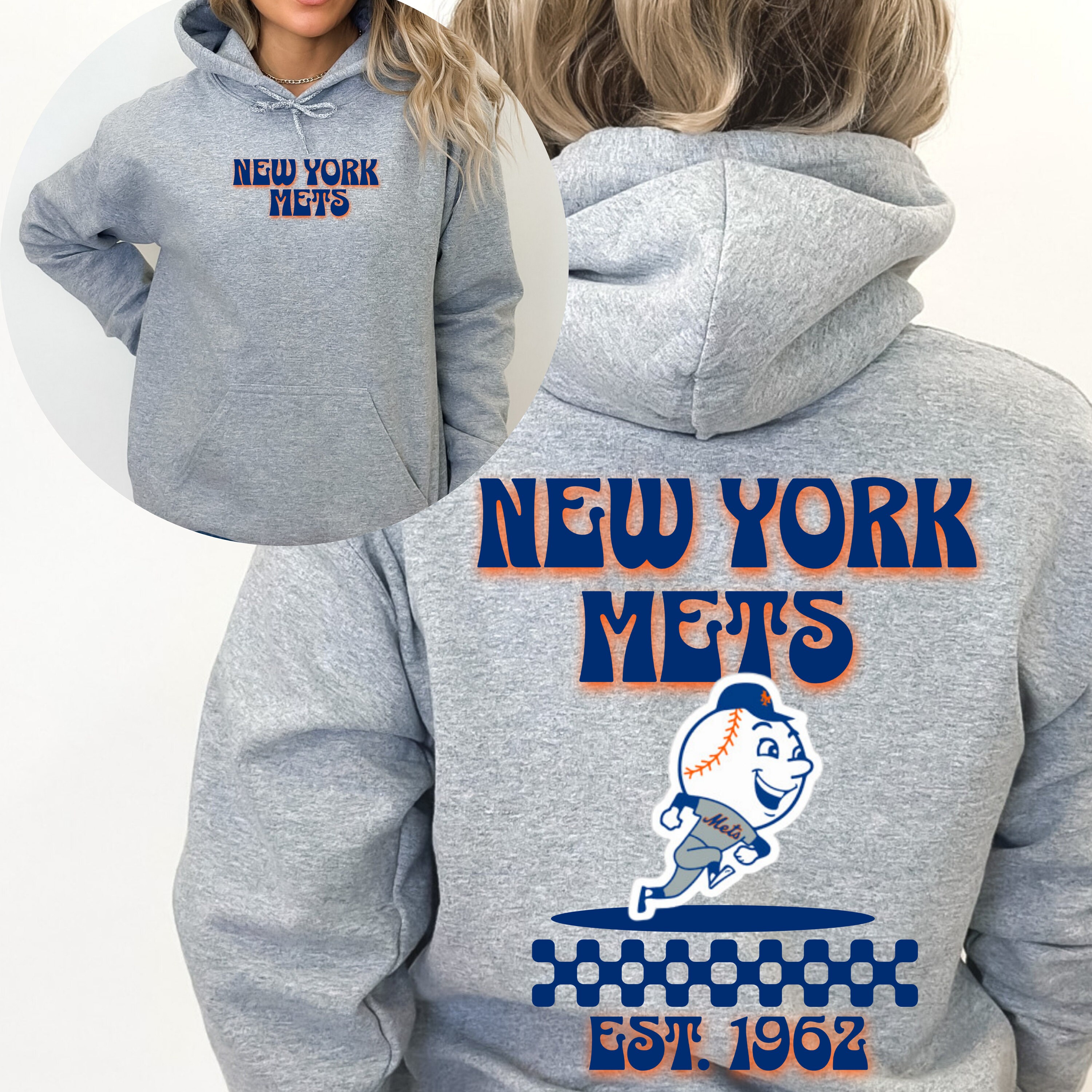 Vintage New York Mets Baseball Sweatshirt Oversized MLB Hoodie Adorable New York Mets Featuring Mr. Met Outfit