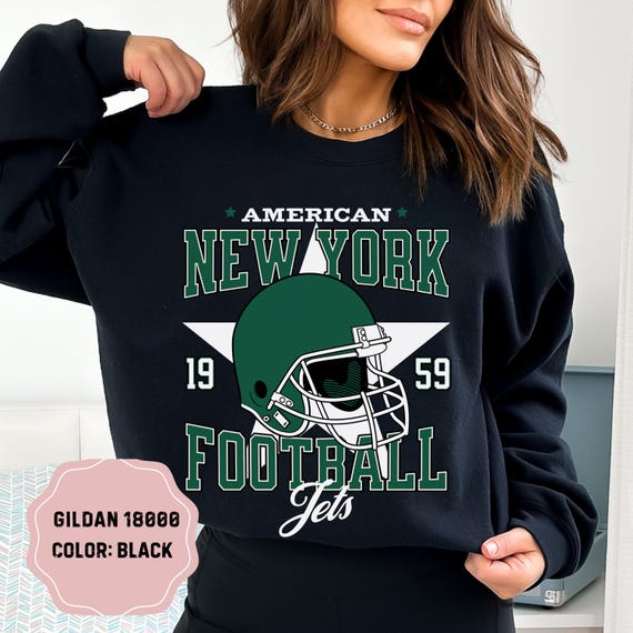 Vintage New York Jets Crewneck Sweatshirt Jets Apparel New York Sports Sweater Football Tailgate Fit NFL Fan NYC Gifts New York Tops Etsy