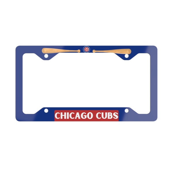 Chicago Cubs Baseball Metal License Plate Frame, Sports License Plate, Cubs Car Decal, Chicago Car Accessories, Cubs Fan, Cubs Baseball Gift