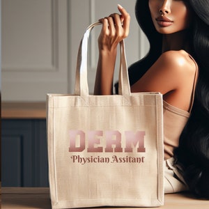 Personalized Derm Physician Assistant Tote: Durable Cotton Canvas, Vibrant Design, Spacious Carryall!&quot;