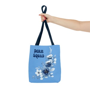 Derm Squad tote tassen Blue Flowers Dermatologie cadeau, derm squad cadeau, tas tote, tote tas bloem tote tas schattige tote tas medium tote bag dames afbeelding 7