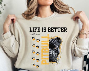 Pitbull Unisex Crewneck Sweatshirt: Dog Lover Apparel