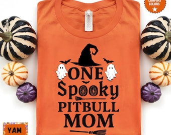 Spooky Pitbull Mom Halloween Shirt: Comfort Colors Witch Dog Tee