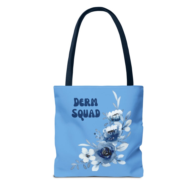 Derm Squad tote tassen Blue Flowers Dermatologie cadeau, derm squad cadeau, tas tote, tote tas bloem tote tas schattige tote tas medium tote bag dames afbeelding 5