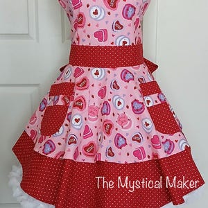 Pinup Retro Valentine&#39;s Apron Baking at Home Housewarming Hostess Gift for Her Sweetheart Conversation Heart Cake Foodcore Love XOXO