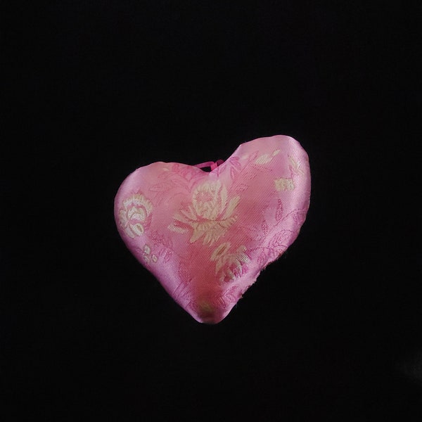 Heart Sachet- lavender scented- pink silk heart