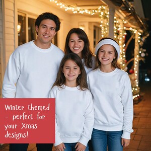 FAMILY SWEATSHIRT MOCKUPS bundle, Gildan 18000, family shirt mock-ups, Christmas shirt mockups, family group Xmas mockups, Canva mock ups, diverse family groups, winter themed, perfect for your Christmas designs.