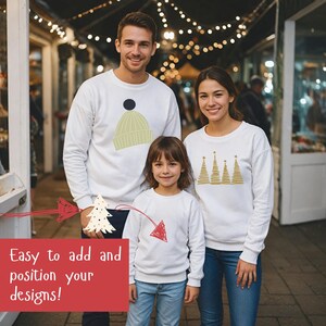 FAMILY SWEATSHIRT MOCKUPS bundle, Gildan 18000, family shirt mock-ups, Christmas shirt mockups, family group Xmas mockups, Canva mock ups, diverse family groups, winter themed, perfect for your Christmas designs.