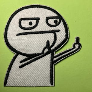Écusson double doigt d'honneur, badge humoristique bonhomme bâton, écusson thermocollant sarcastique et impertinent, cadeau humoristique pour adulte, écusson pour veste punk ou sac à dos