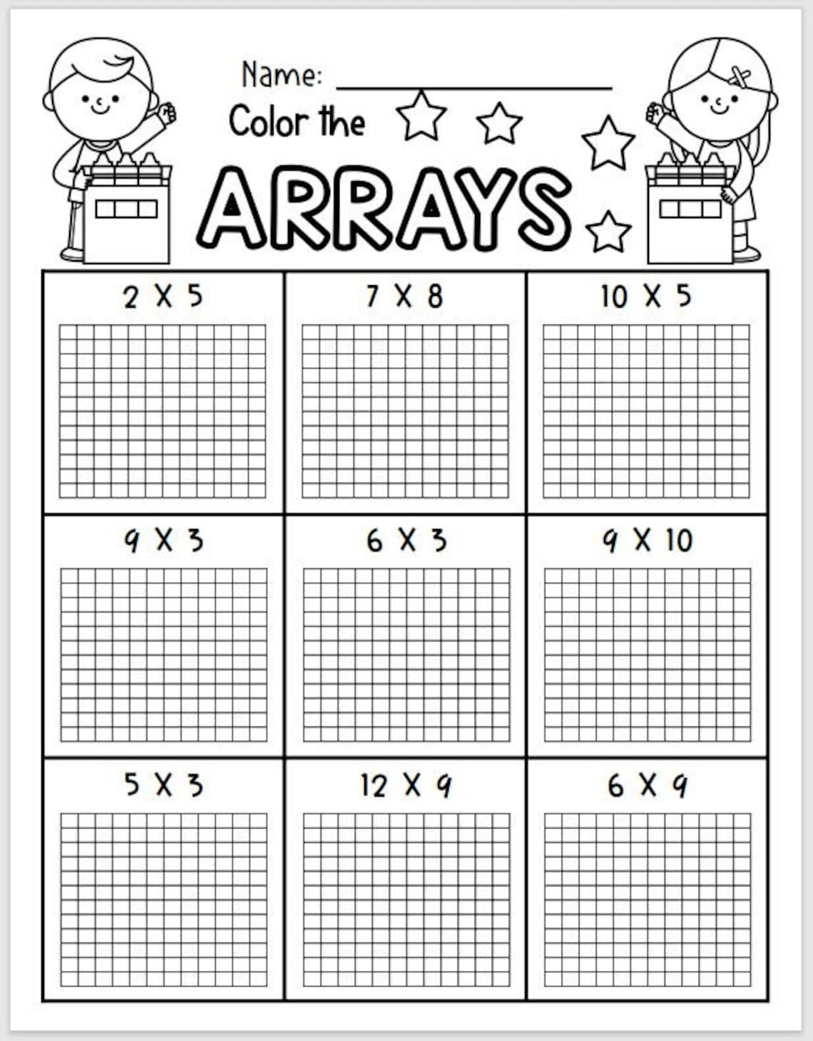 Multiplication Arrays Worksheets Count and Color|multiplication ...