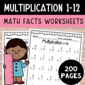 Math Facts Worksheets Multiplication Review: 1-12 math drills