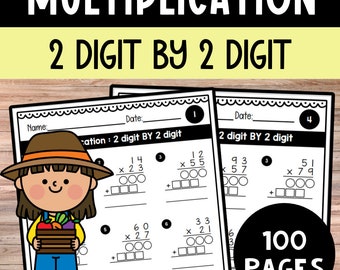 Multiplication for Multiplying 2 Digit by 2-Digits|Math drills|100 day math