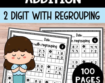 2-Digit Addition Worksheets No Regrouping l Standard Algorithm l Addition Homework l Homeschool Sheets l Addition Drills for Kids Math Work