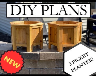 DIY Outdoor Planter Plans Modern Hexagon Design Woodworking Planter Box Tutorial Outdoor Gardening Project PDF Digital Download Flower Box