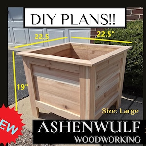 DIY Planter Box Pläne Großes Bauernhaus Quadrat Design Holzbearbeitung Planter Tutorial Outdoor Gartenarbeit Projekt Digitaler Download Planter Box PDF