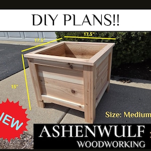 Peut inclure: Plans DIY !! Nouvelle jardinière en bois de taille moyenne, 17,5 pouces de large et 15 pouces de haut. Ashenwulf Woodworking.