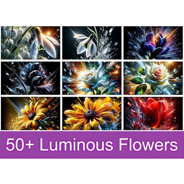 Samsung Frame TV art | Luminous Flowers | High-quality digital images | Stunning floral collection in brilliant colors | DIGITAL DOWNLOAD