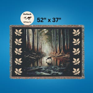 Woven Blanket - Homestead Vintage style, Cozy Nature Scene, Perfect Housewarming Gift for Nature Lover, Rustic Charm, log cabin feel