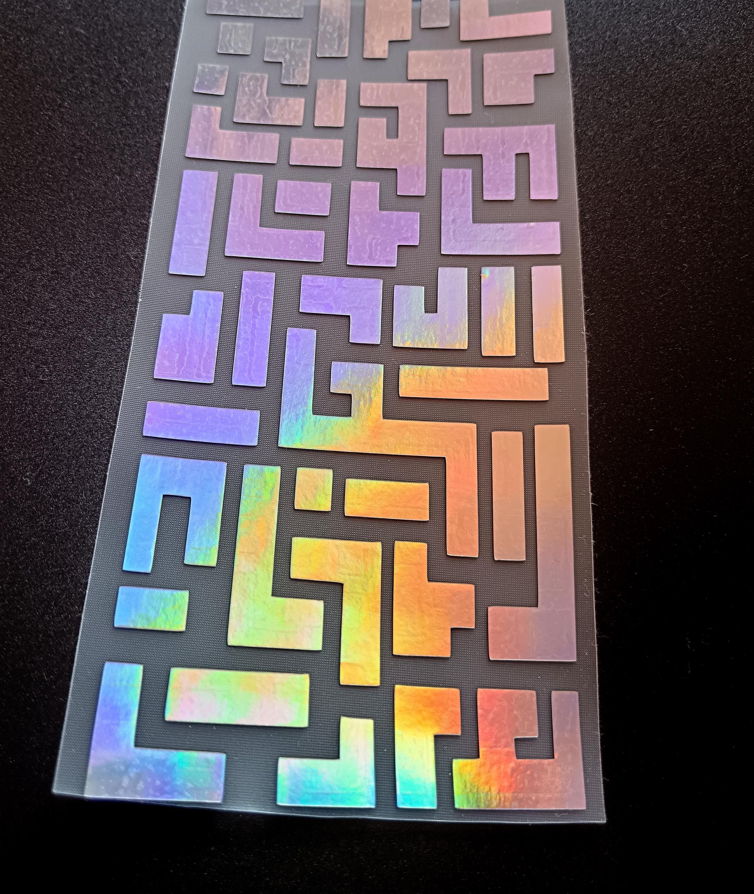 Geometry Edit Sticker Rainbow Holographic Tetris Geometry Decals, Reflective Bicycle Helmet ...