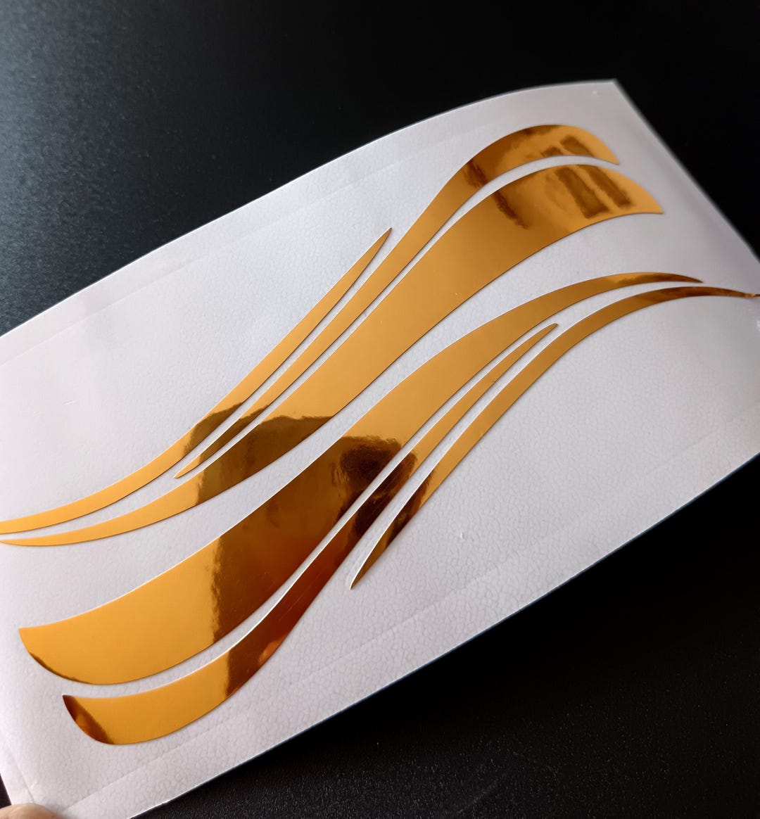 Gold Chrome Wave Decals, Abstract Metallic Stickers (set of 2) - Etsy