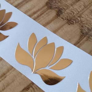 Set of 10 Beautiful Gold  Lotus  Flower chrome Sticker,  Lotus plant  Metallic Decal