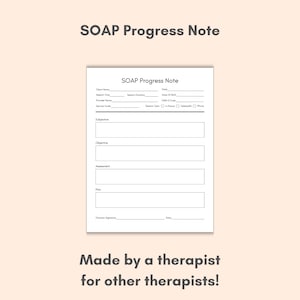 SOAP Note for Therapists, PDF Fillable, Printable for Social Workers, Psychiatrists, Mental Health, Counselors