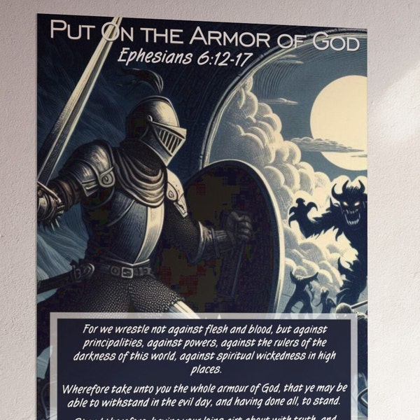 Armor of God Poster Ephesians 6 Christian Bible Scripture Wall Art Inspirational Christian Gift for Teens and Families