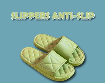 Home Slippers Anti-Slip Slipper Jelly Padded EVA Soft Unisex couple - GREEN