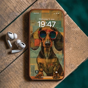 Dachshund Mobile Phone Wallpaper For Dog Owner Gift For Dog Lover Dachshund Phone Wallpaper Dachshund Dog Phone Wallpaper Art