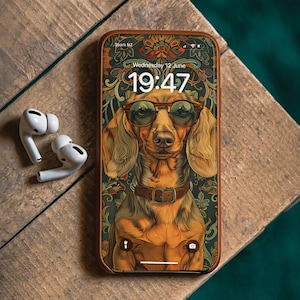 Dachshund Mobile Phone Wallpaper For Dog Owner Gift For Dog Lover Dachshund Phone Wallpaper Dachshund Dog Phone Wallpaper Art