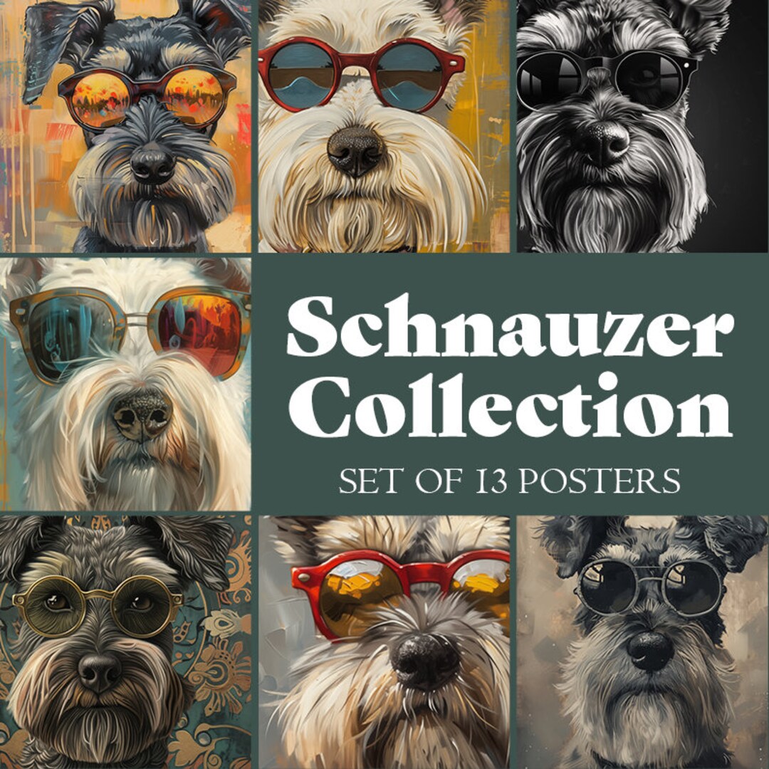 シュナウザー犬のポスター 犬の飼い主向け 犬好きへのギフト シュナウザーのポスター 印刷可能なデジタルアートポスターバンドル - Etsy 日本, image size:1080x1080