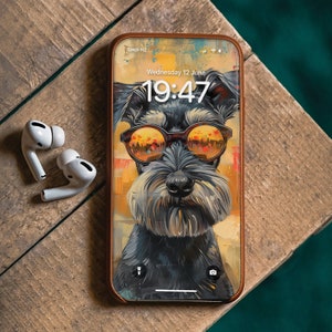 Schnauzer Mobile Phone Wallpaper For Dog Owner Gift For Dog Lover Schnauzer Phone Wallpaper Schnauzer Dog Phone Wallpaper Art