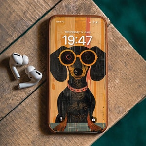 Dachshund Mobile Phone Wallpaper For Dog Owner Gift For Dog Lover Dachshund Phone Wallpaper Dachshund Dog Phone Wallpaper Art