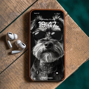 Schnauzer Mobile Phone Wallpaper For Dog Owner Gift For Dog Lover Schnauzer Phone Wallpaper Schnauzer Dog Phone Wallpaper Art