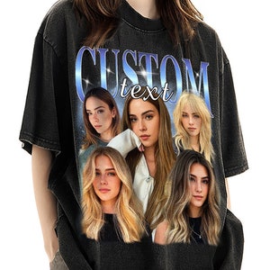 Chemise vintage personnalisée pour petite amie Bootleg Rap, t-shirt graphique personnalisé pour le visage de votre petite amie, cadeau photo personnalisé en t-shirt rétro des années 90 pour elle